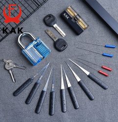 KAK-Transparent-Visible-Pick-Cutaway-Practice-Padlock-Lock-With-Broken-Key-Removing-Hook-Kit-Extractor-Set